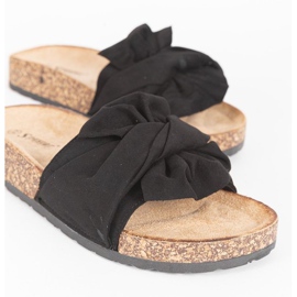 Crne papuče s mašnom Step Of Pleasure crna 1