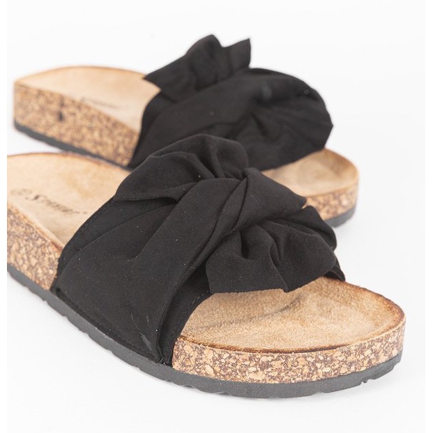 Crne papuče s mašnom Step Of Pleasure crna 1