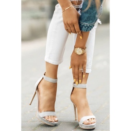 Sive sandale na visoku petu Be My Baby ružičasta 1