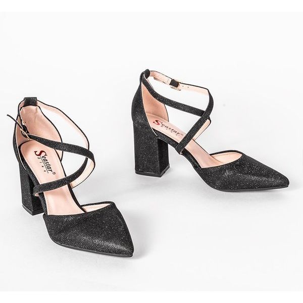 Crne pumpe na stupu Shine crna srebro 1