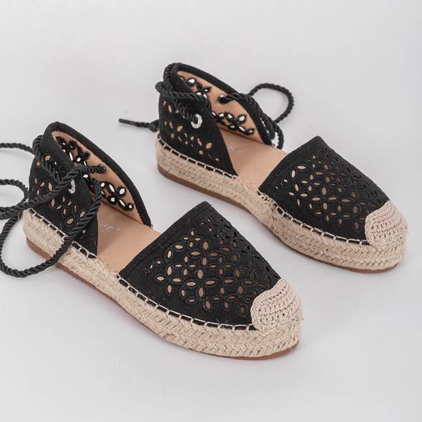 Crne ažurne espadrile Peekaboo crna 1