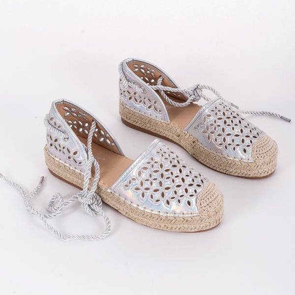 Peekaboo ažurne srebrne espadrile srebro siva 1