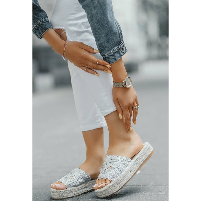 Srebrne papuče na platformi Sudden Draft srebro 1