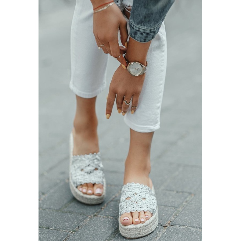 Srebrne papuče na platformi Sudden Draft srebro 2