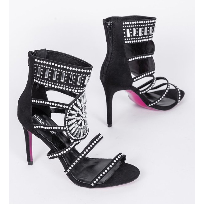 Crne sandale na štikli od Tishe crna 1