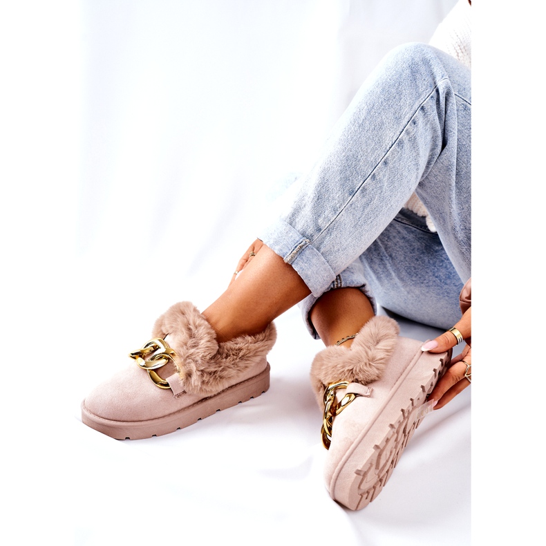 PB1 Ženske papuče od zlatnog lanca bež arduma 5