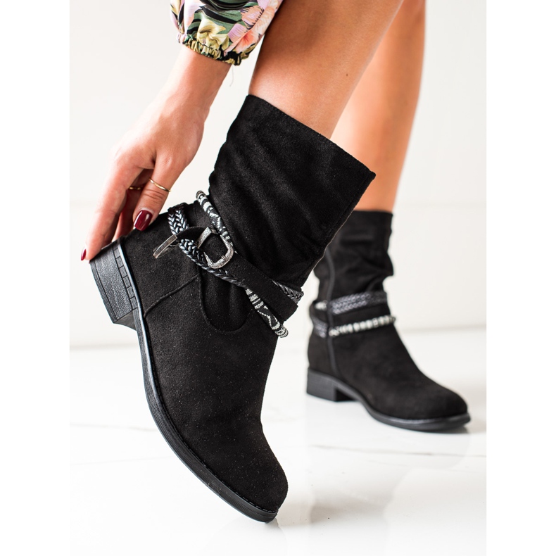 Anesia Paris Čizme od antilopa s ukrasnim prugama crno 2