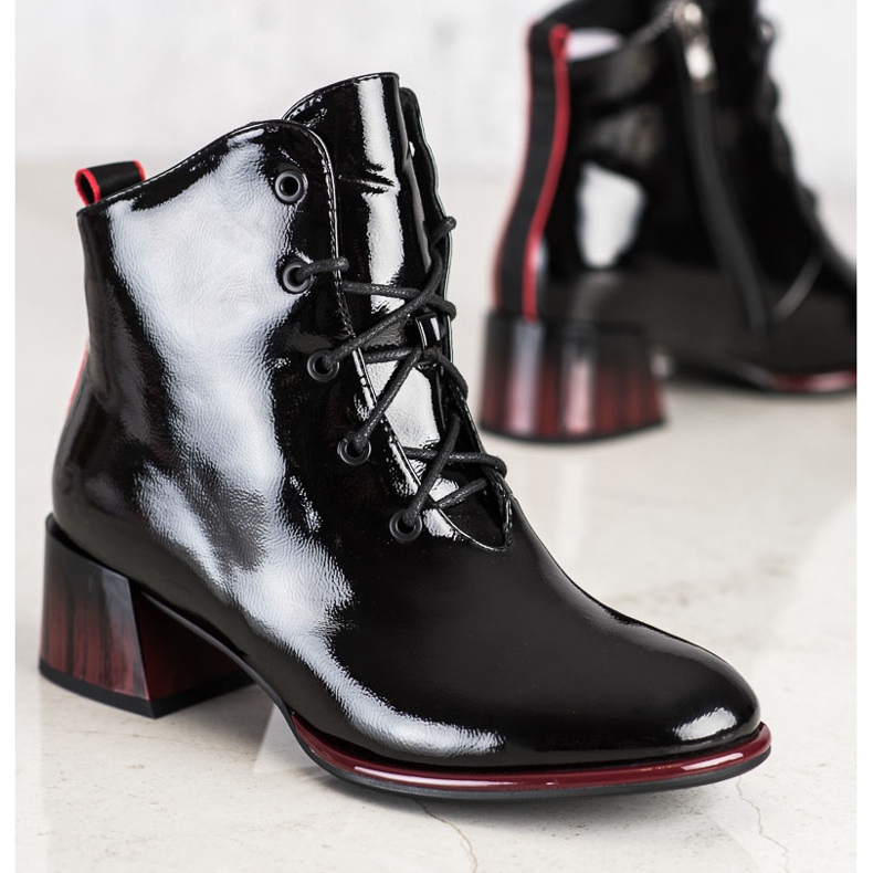 S. BARSKI Čizme na vezanje na štiklu od S.BARSKOG crna 1