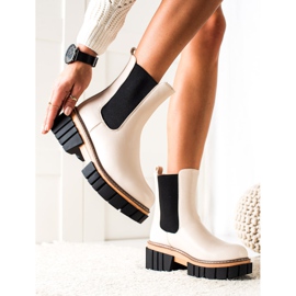 Seastar Čizme Chelsea na modnoj platformi bež crno 2