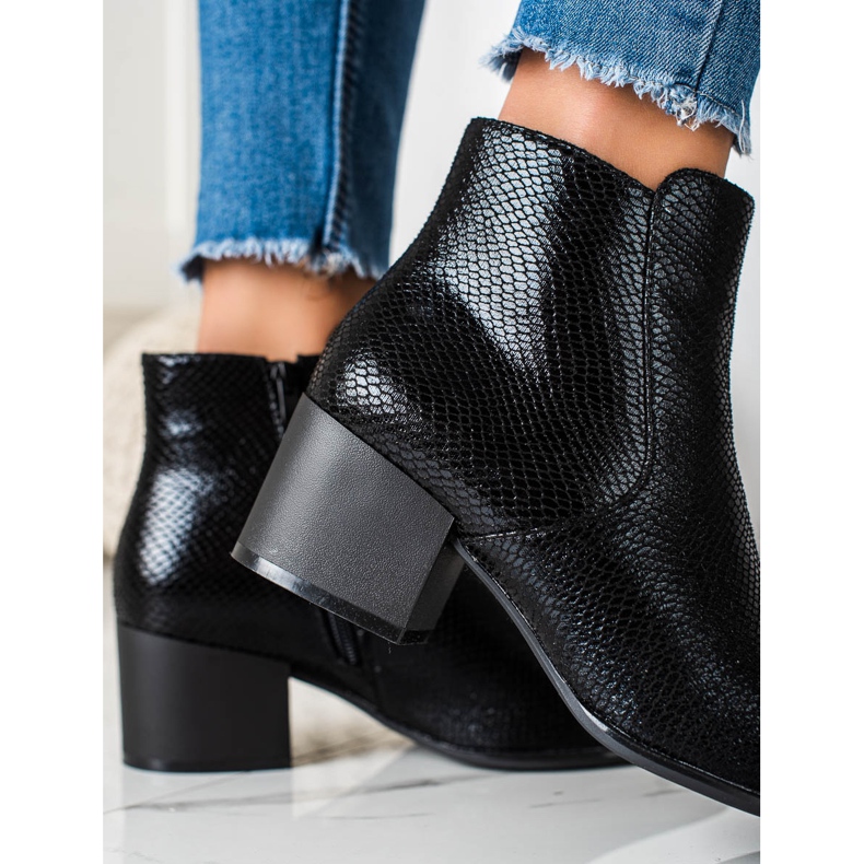 Svjetlucave čizme Sergio Leone sa zmijskim printom crna 1