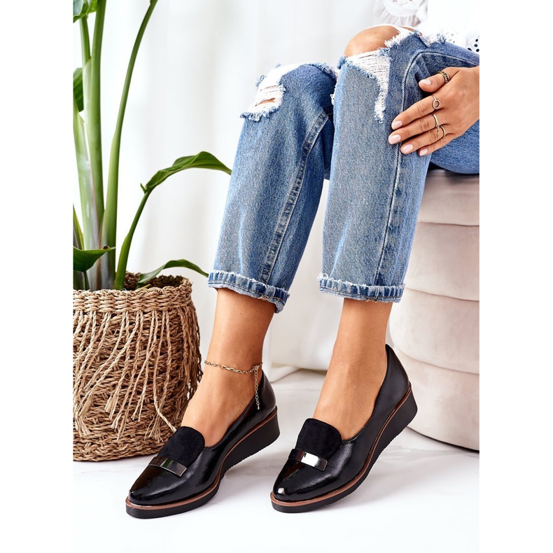 Lakirane cipele na klin POTOCKI 12032 Crna 3