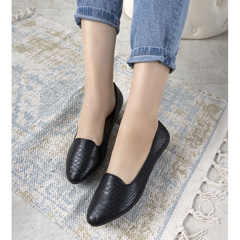 Crne balerinke u uzorku Auprine krokodilske kože crna 1