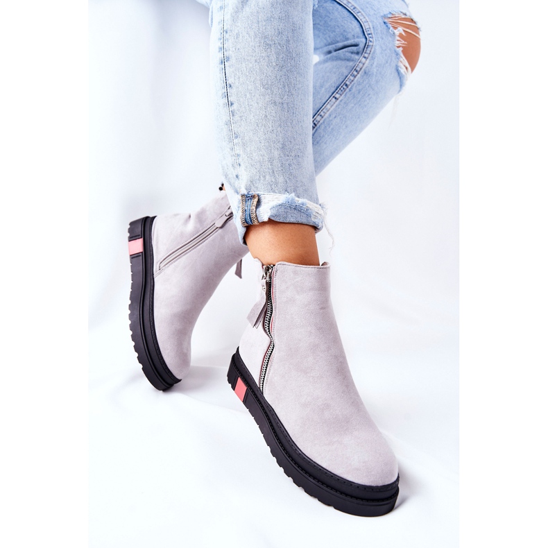 PS1 Suede Booties Jodhpur čizme na platformi Grey Nessa siva 1