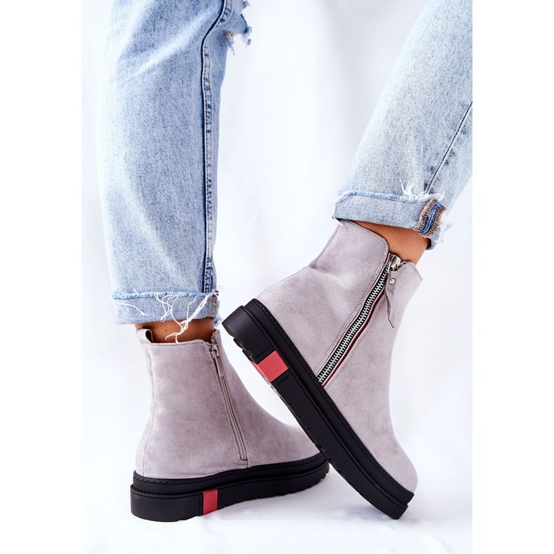 PS1 Suede Booties Jodhpur čizme na platformi Grey Nessa siva 2