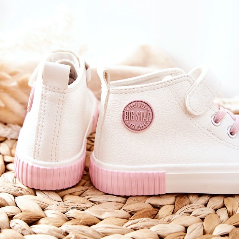 Dječje visoke tenisice s čičkom Big Star II374014 Bijele bijela ružičasta 1