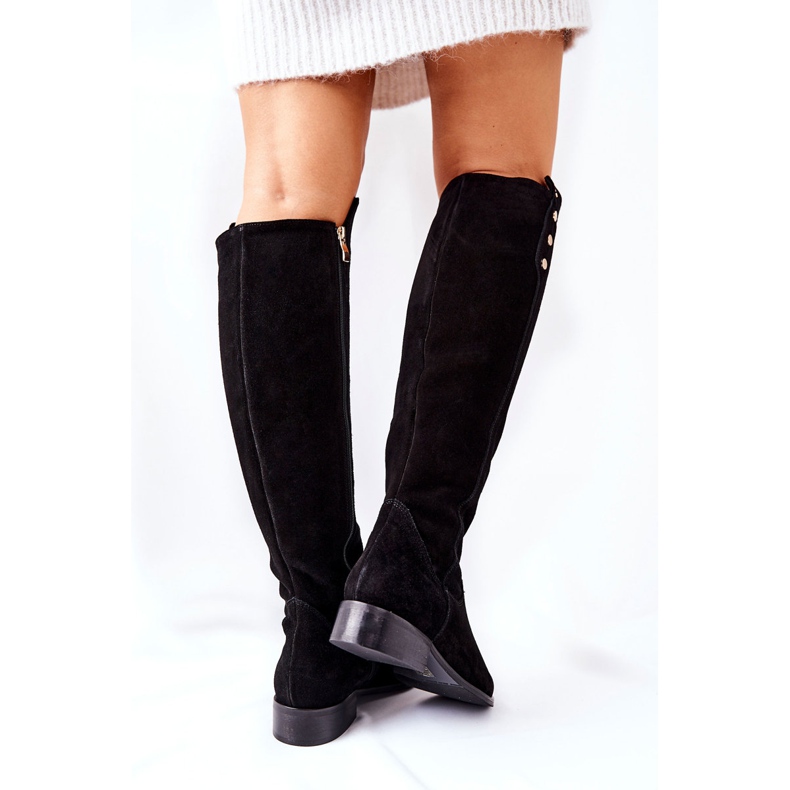 Lewski Shoes Kožne čizme od antilopa Lewski 2840 Crna crno 1