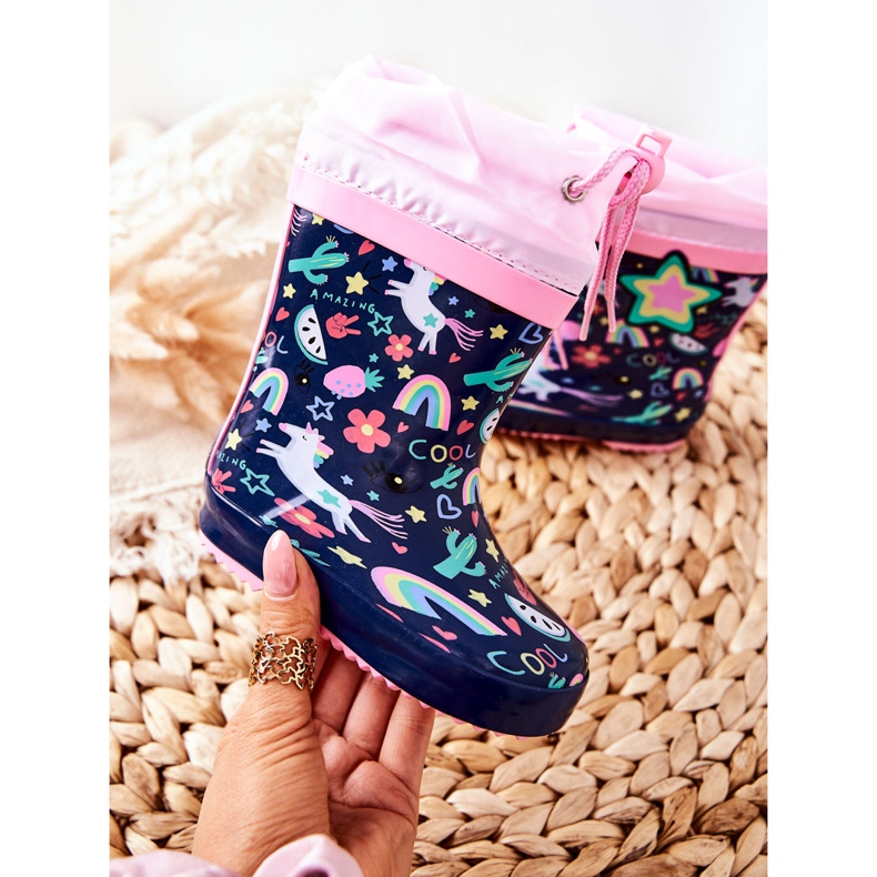 Dječje gumene galoše Navy Blue Unicorn Aleman tamnoplava ružičasta 1