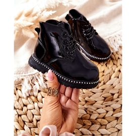 PA1 Kožne dječje čizme lakirane crne Maris crno crno 2