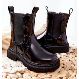 FR1 Dječje čizme topli lakirani crni Aletris crna 2