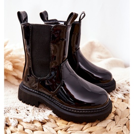 FR1 Dječje čizme topli lakirani crni Aletris crna 1