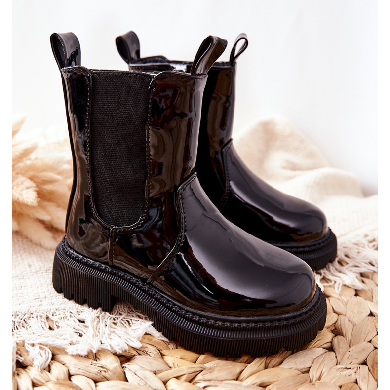 FR1 Dječje čizme topli lakirani crni Aletris crna 1