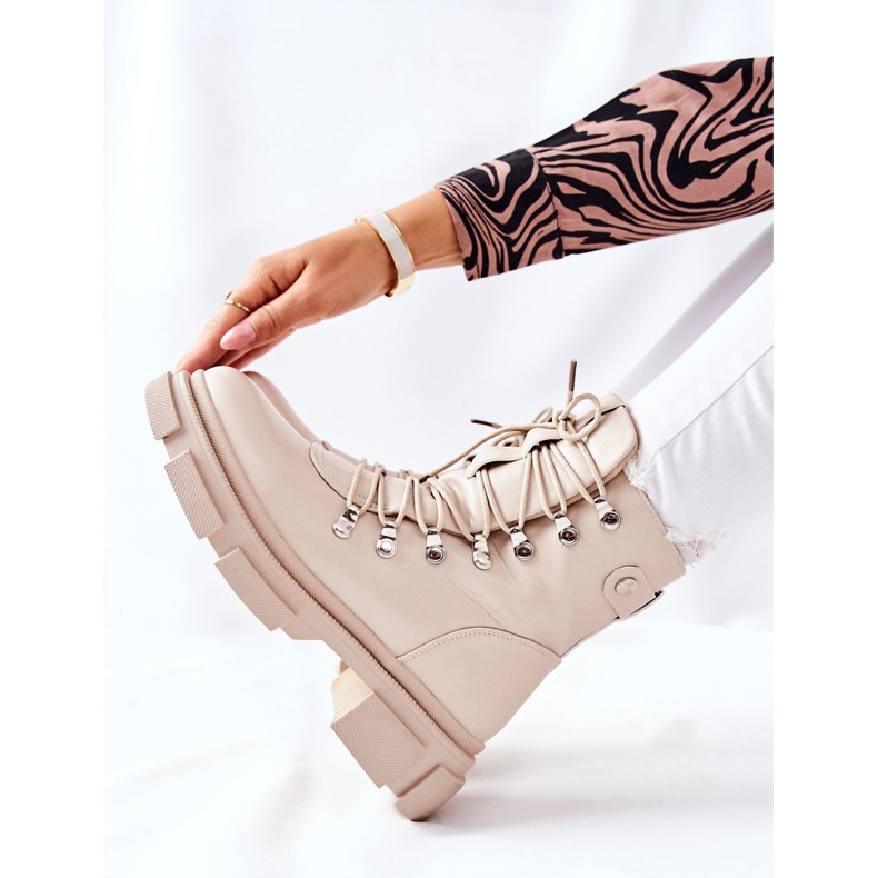 FI1 Ženske tople čizme Trappers Bež Savršeno 2