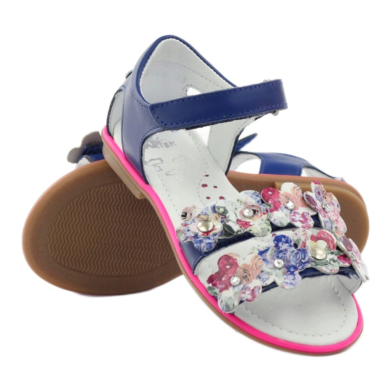 Bartek sandalki Gladiatikki 16168 kukuruz ukrašen cvijećem plava 3