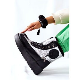 S.Barski Žene srebrne tople čizme Kennilis za snijeg crna srebro 2