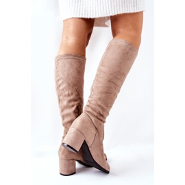 Vinceza Ženske čizme na antilop visokoj peti bež boje Newferry 1