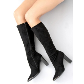 Clara Crne čizme od pete od antilopa crna 2