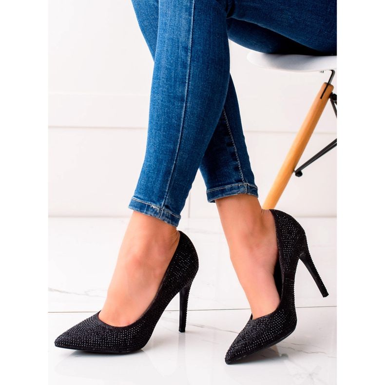 TRENDI Crne štikle sa kristalima crno 1