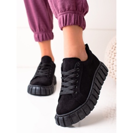 Sweet Shoes Tenisice od antilopa na platformi crna 2