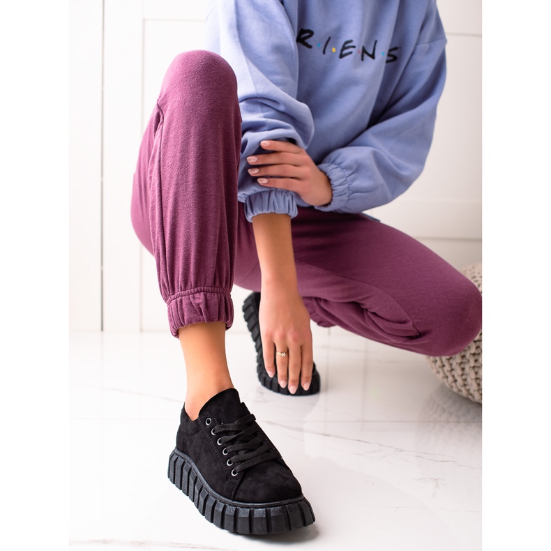 Sweet Shoes Tenisice od antilopa na platformi crno 1