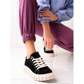 Sweet Shoes Tenisice od antilopa na platformi crna 1