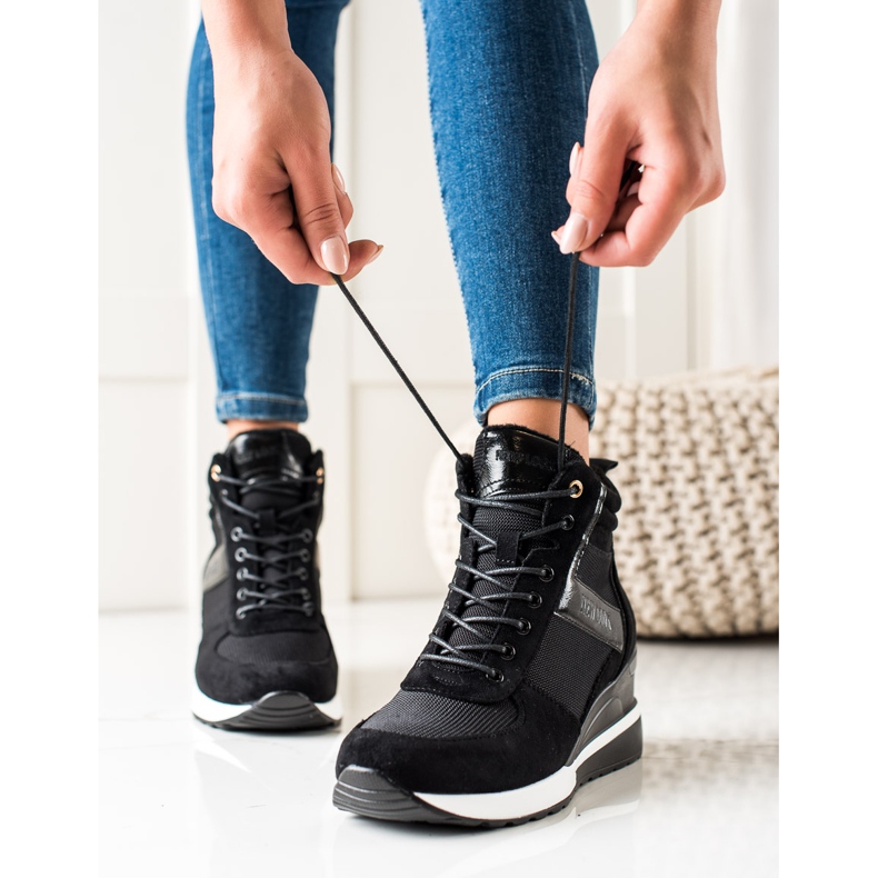 W. Potocki Tenisice na klin Potocki crno 2