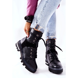 Maciejka Crne kožne radničke čizme 05219-01 crno 1