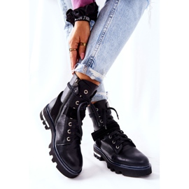 Maciejka Crne kožne radničke čizme 05219-01 crna 2