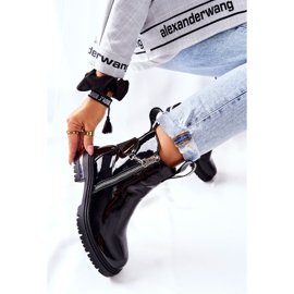 PS1 Kožne lakirane tople čizme s patentnim zatvaračem Crna Cortona 1