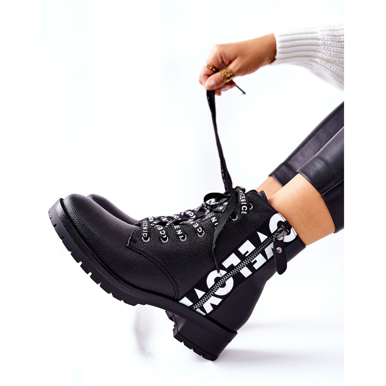 POTOCKI Kožne čizme Radnici na crnom Henri patentni zatvarač crna 1