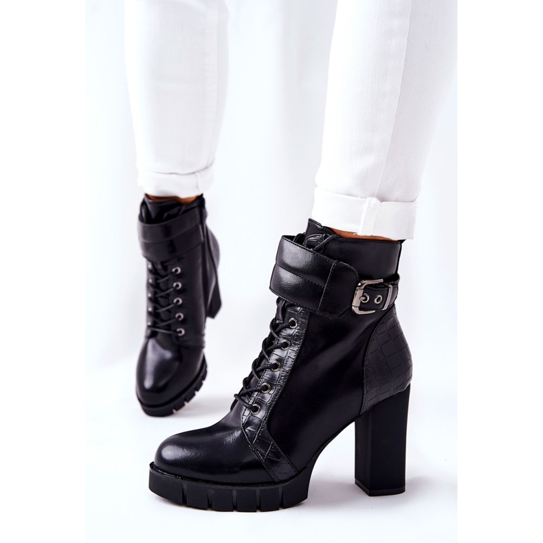 POTOCKI Čizme na visokom stupu Crna vezana Fasha crno 1