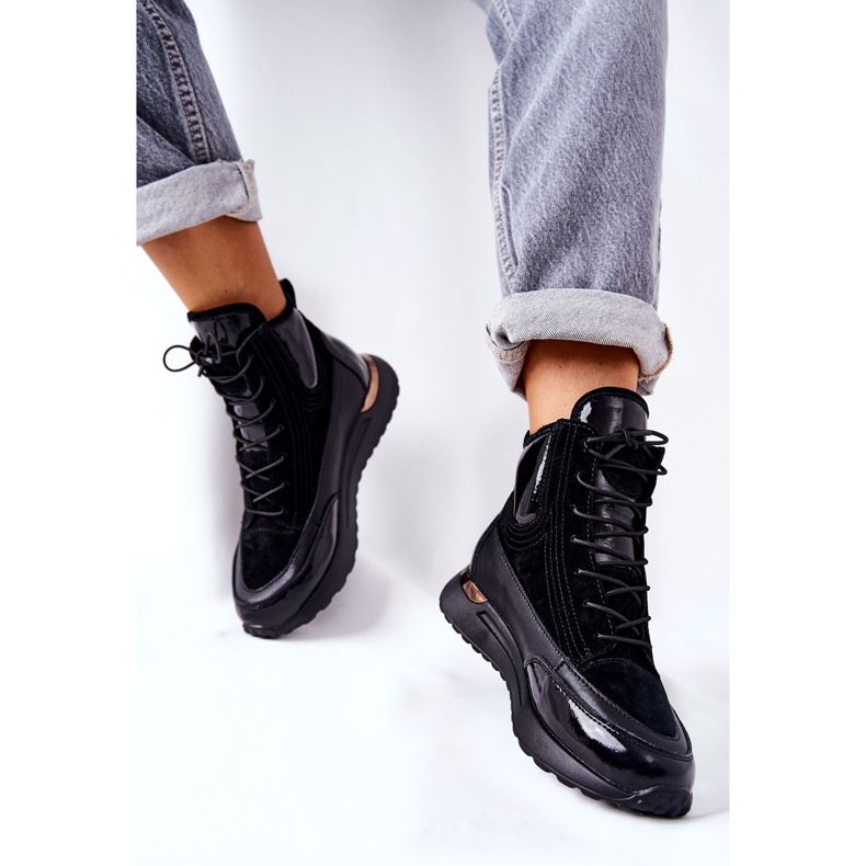 POTOCKI Crne Chocci Crne kožne sportske tenisice crna 2