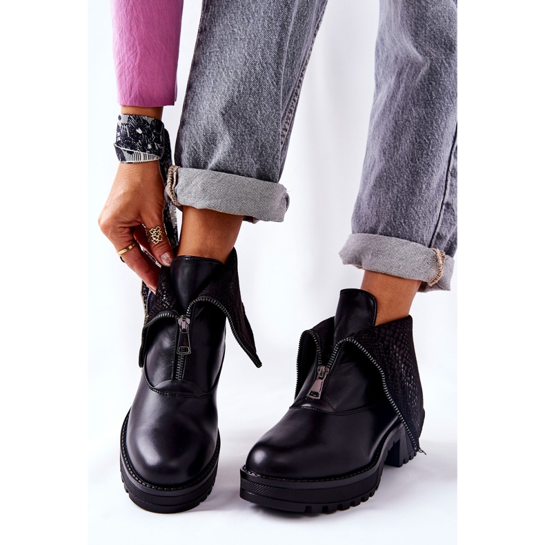 Vinceza Kožne čizme na crnoj Challonte s visokim potpeticama 1