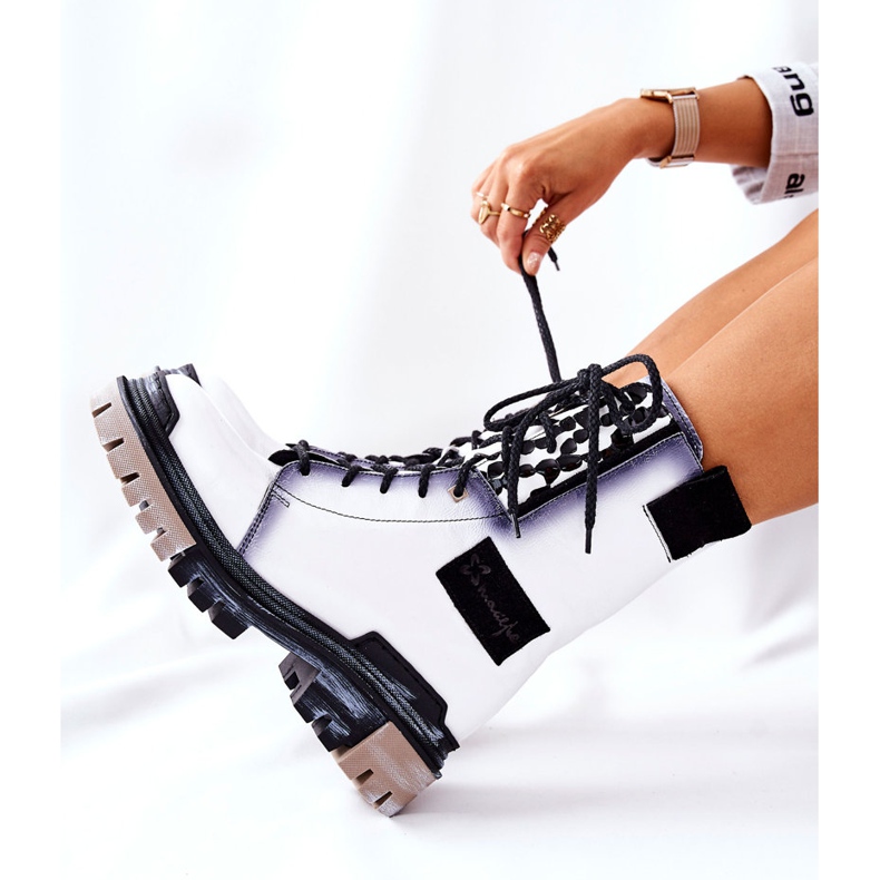 Kožne čizme Tople čizme Maciejka bijele 05113-11 bijela crna 2