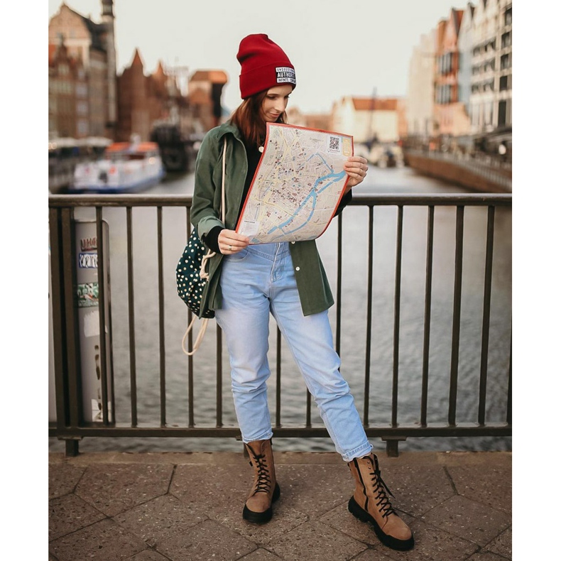 SHELOVET Čizme od antilopa na platformi smeđa 1