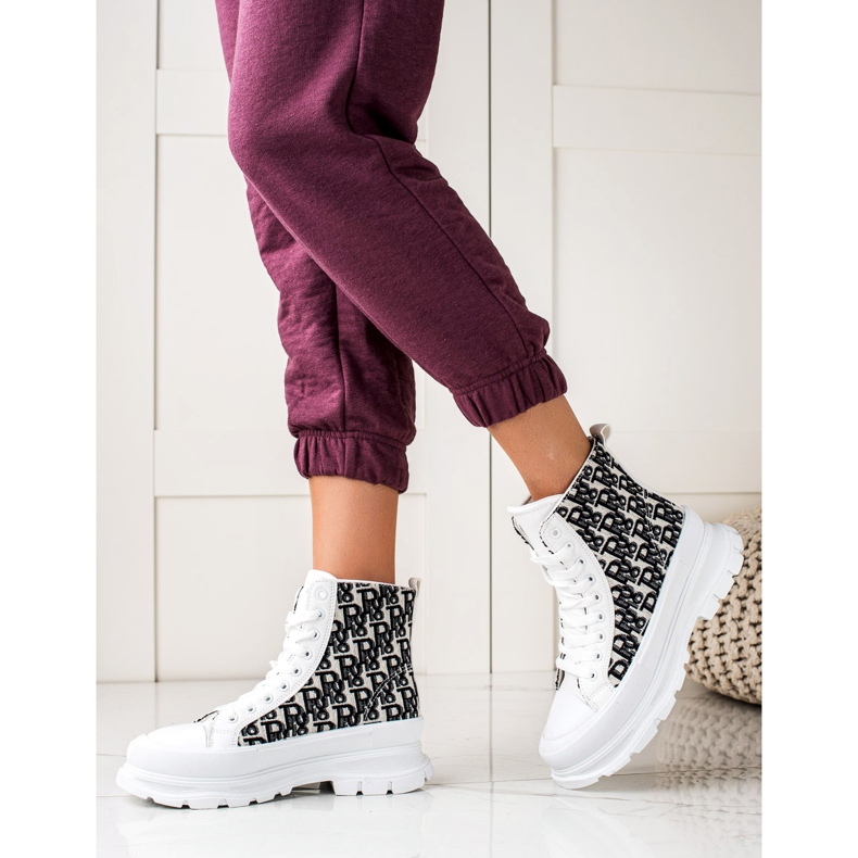 TRENDI Visoke bijele modne tenisice bijela crna 1