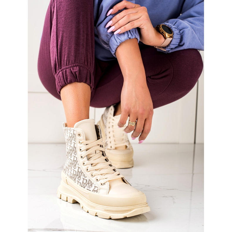 TRENDI Modne tenisice visoke bež boje 2