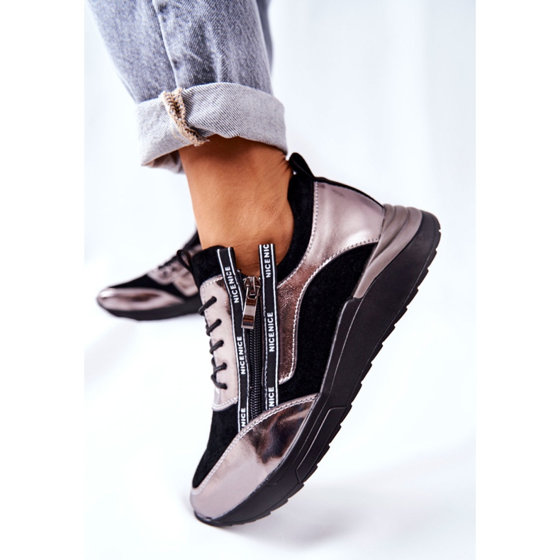 POTOCKI Kožne sportske cipele Tenisice Crna Srebrna Minor srebro 1