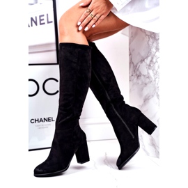 S.Barski Ženske čizme na petu, antilop crne mnogo puta crna 3