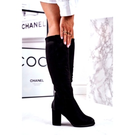 S.Barski Ženske čizme na petu, antilop crne mnogo puta crno 4