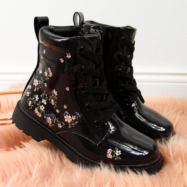 Crne čizme za djevojčice izolirane Jr EVE326 bijela crno 1